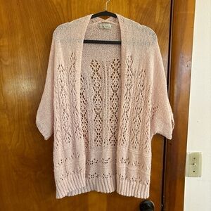 Pink Open-Knit Women's Cardigan